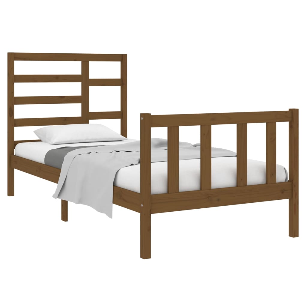 Bedframe Massief Hout Honingbruin 75X190 Cm 2Ft6 Small Single