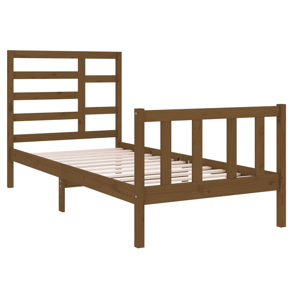 Bedframe Massief Hout Honingbruin 75X190 Cm 2Ft6 Small Single