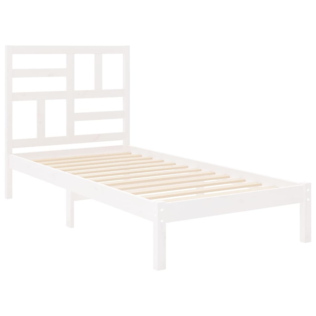 Bedframe Massief Hout Wit 75X190 Cm 2Ft6 Small Single
