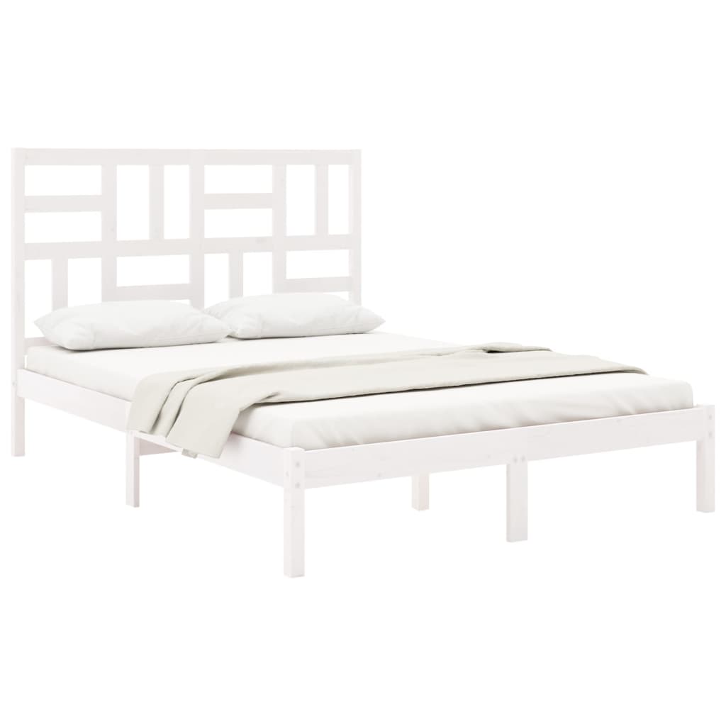 Bedframe Massief Hout Wit 140X200 Cm