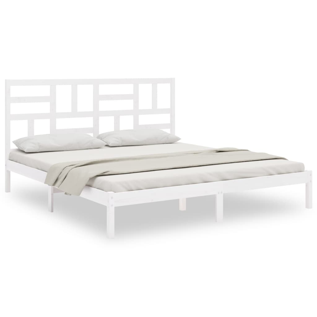 Bedframe Massief Hout Wit 180X200 Cm 6Ft Super King