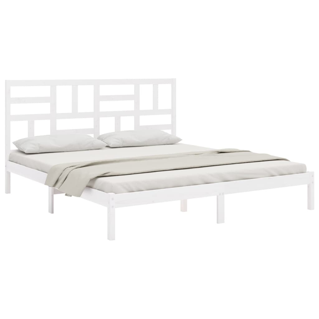 Bedframe Massief Hout Wit 180X200 Cm 6Ft Super King