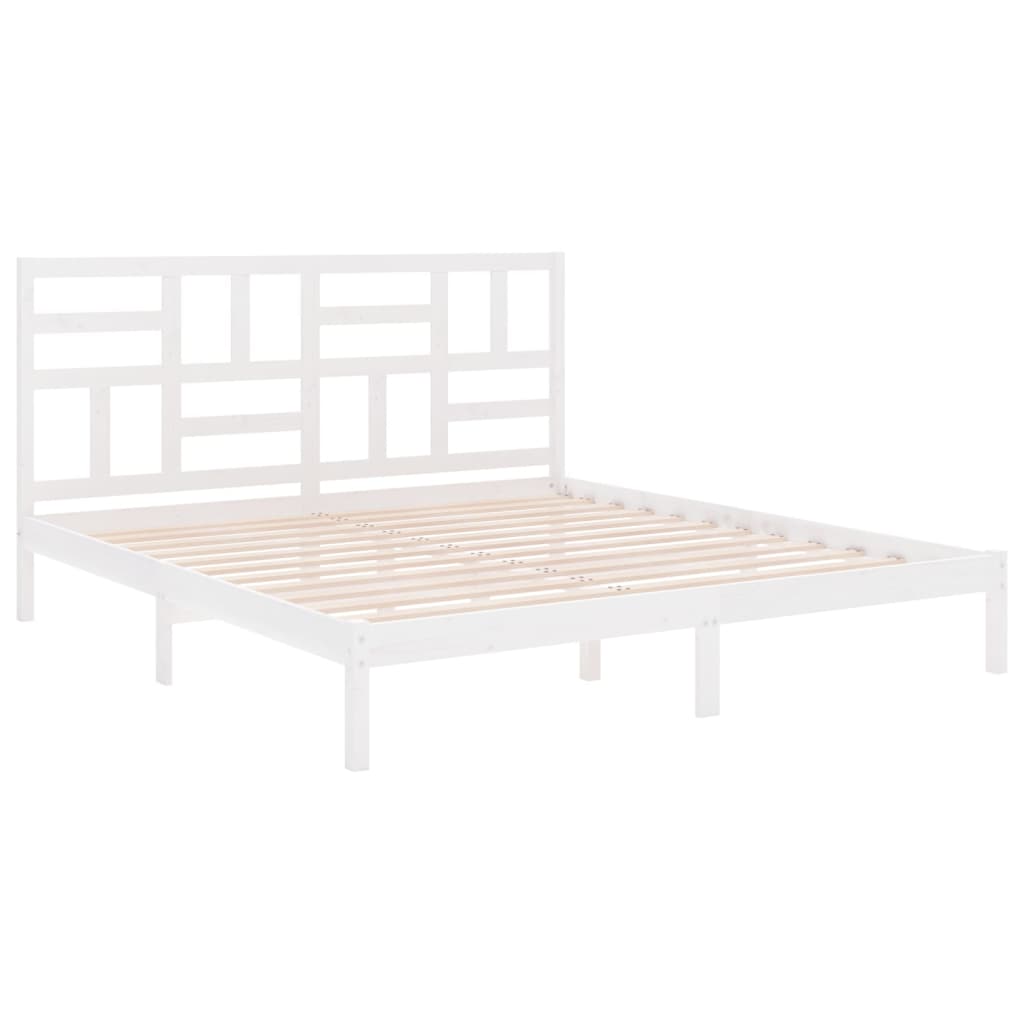 Bedframe Massief Hout Wit 180X200 Cm 6Ft Super King