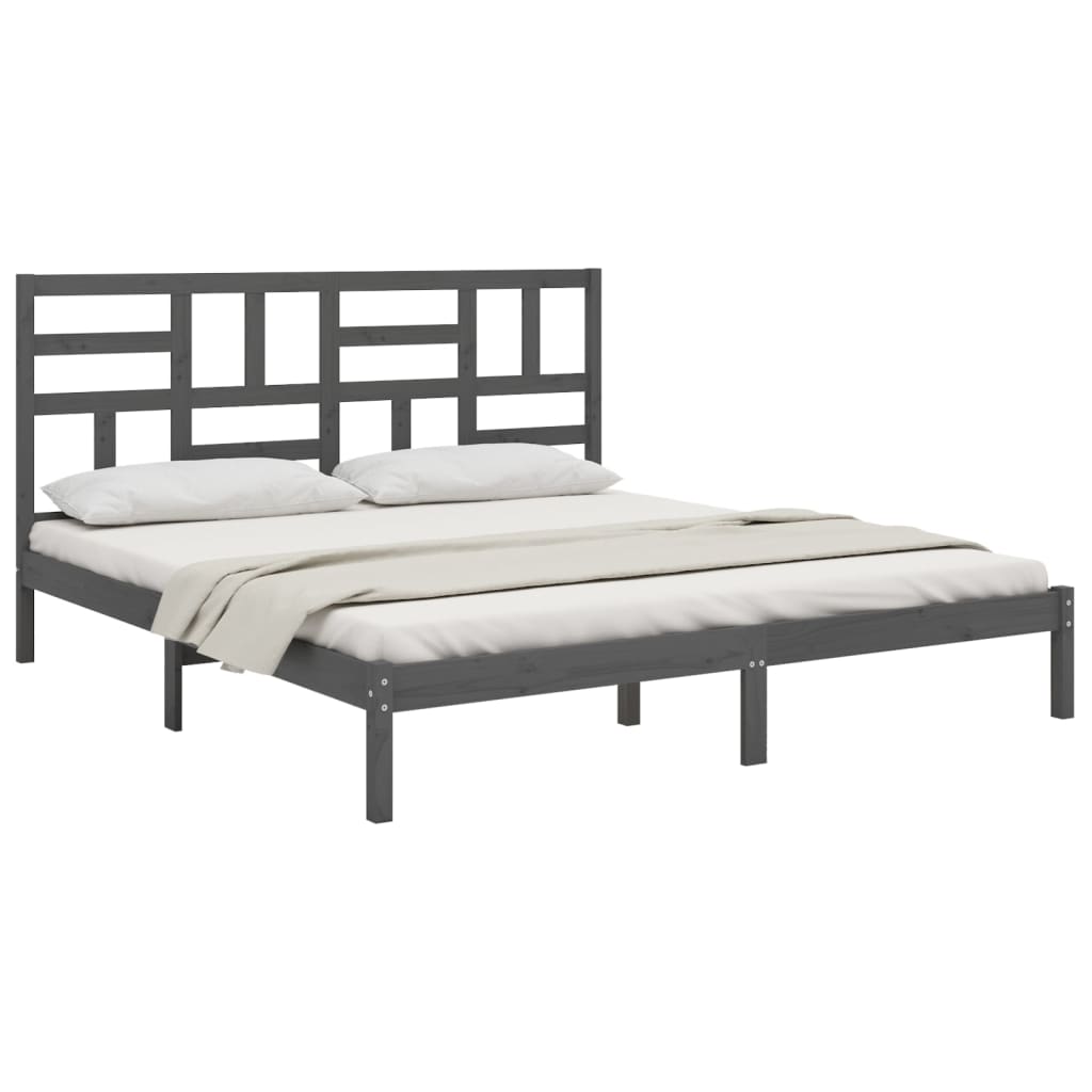 Bedframe Massief Hout Grijs 200X200 Cm