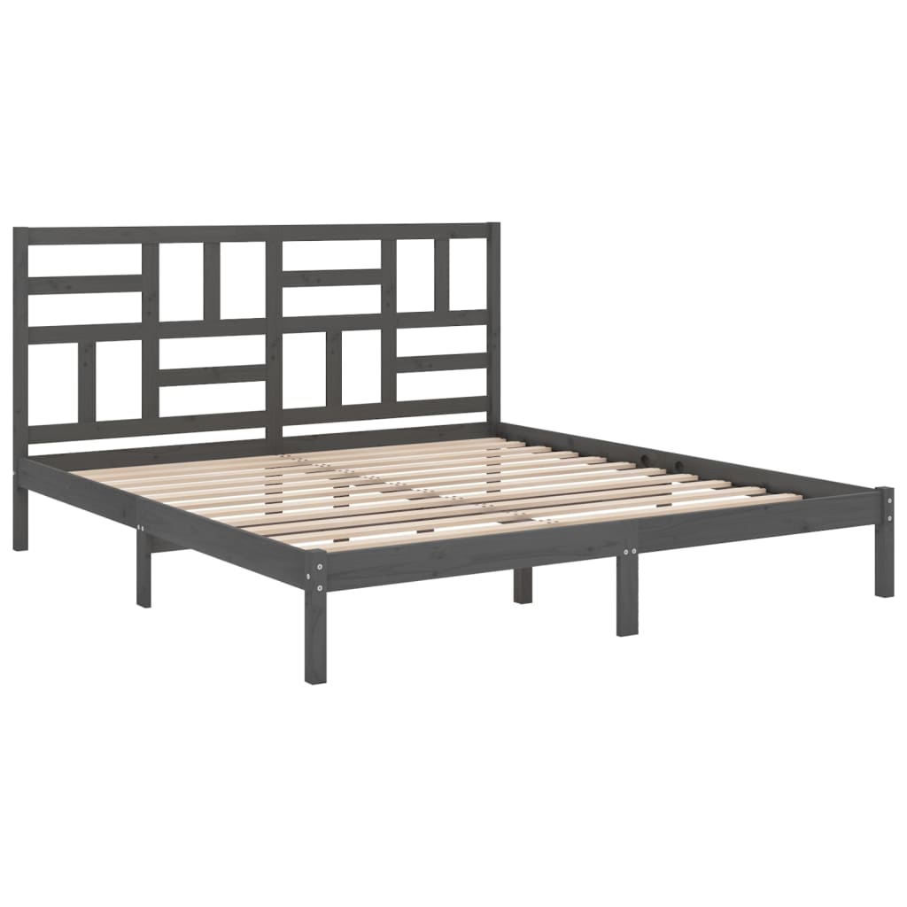 Bedframe Massief Hout Grijs 200X200 Cm