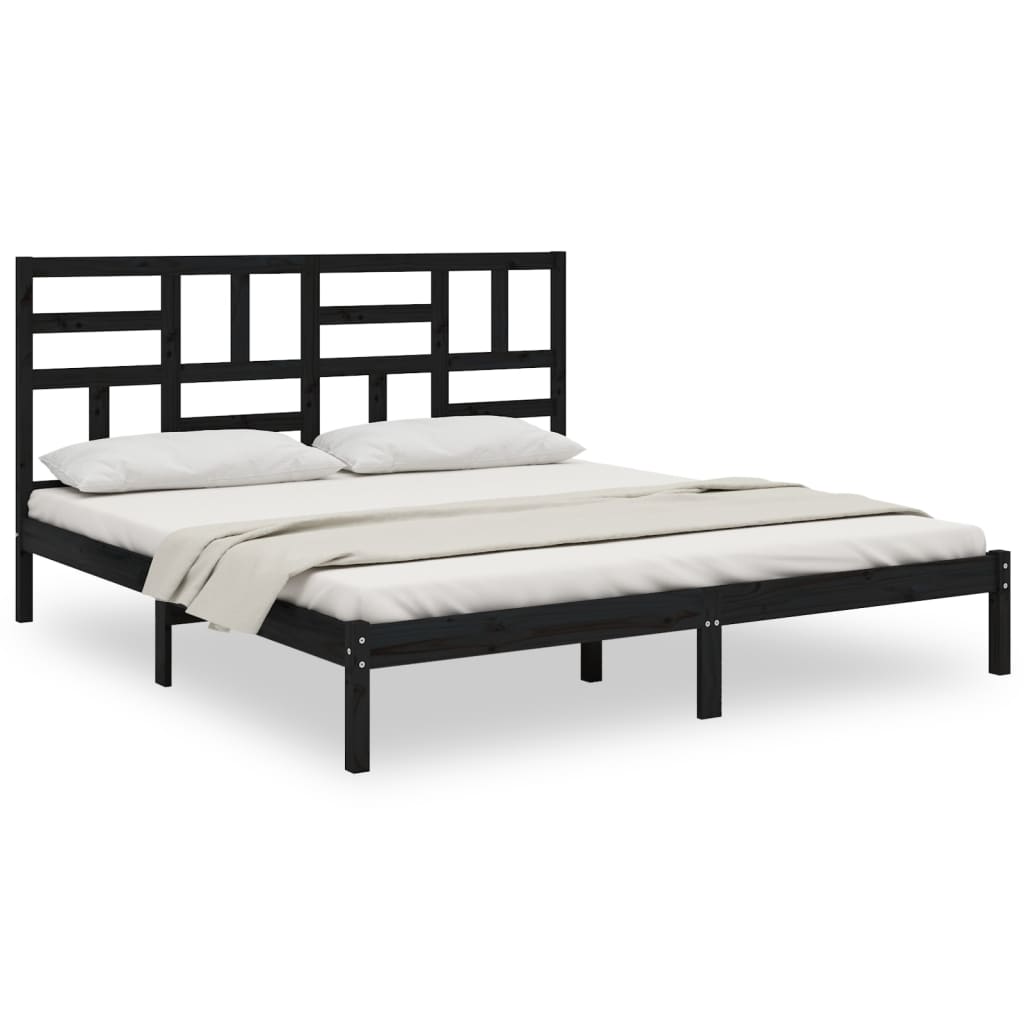Bedframe Massief Hout Zwart 200X200 Cm