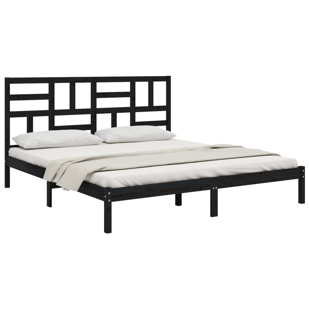 Bedframe Massief Hout Zwart 200X200 Cm