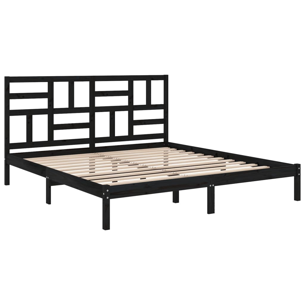 Bedframe Massief Hout Zwart 200X200 Cm