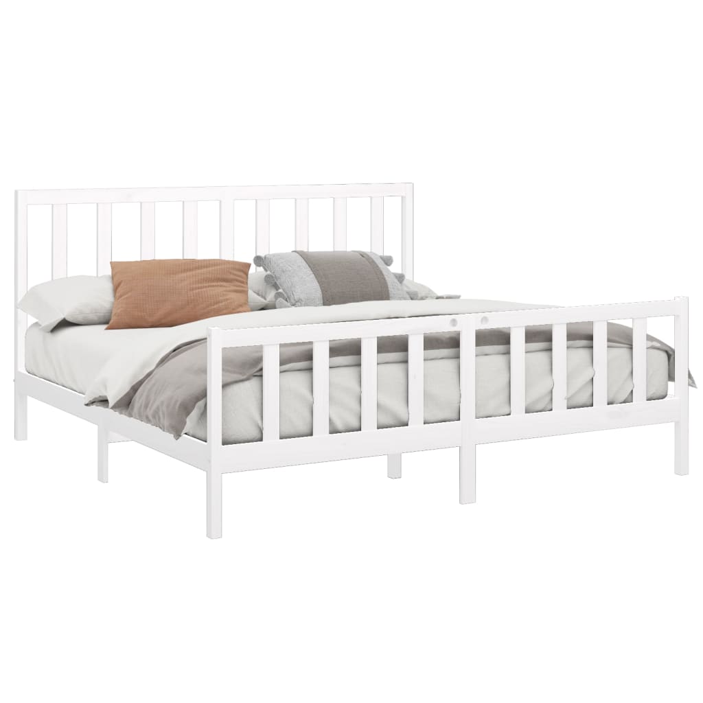Bedframe Massief Grenenhout Wit 180X200 Cm 6Ft Super King