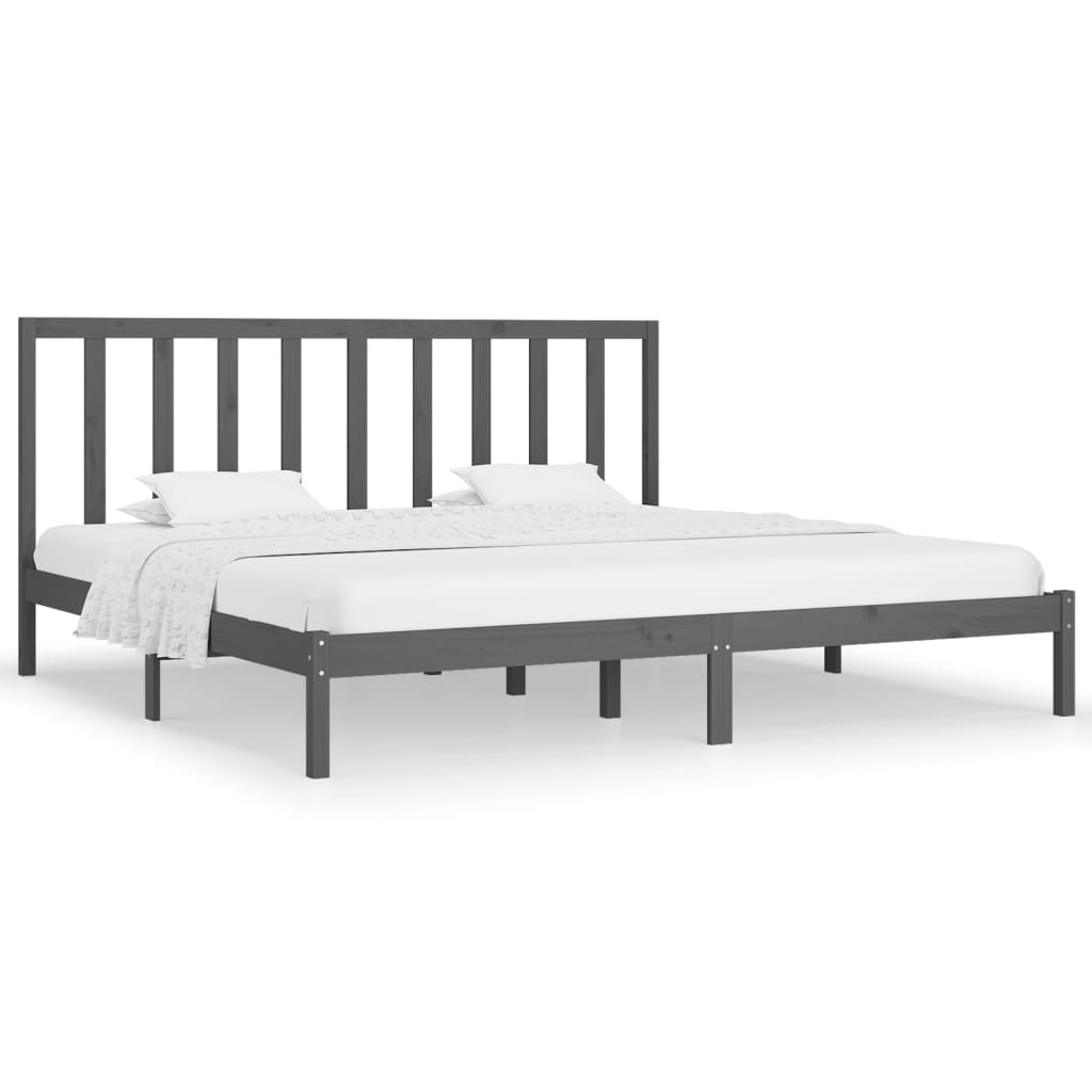 Bedframe Massief Grenenhout Grijs 180X200 Cm 6Ft Super King