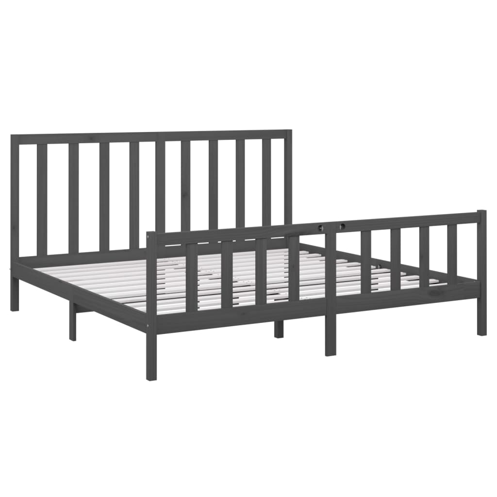 Bedframe Massief Grenenhout Grijs 180X200 Cm 6Ft Super King