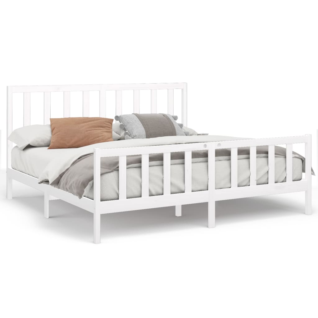 Bedframe Massief Grenenhout Wit 200X200 Cm