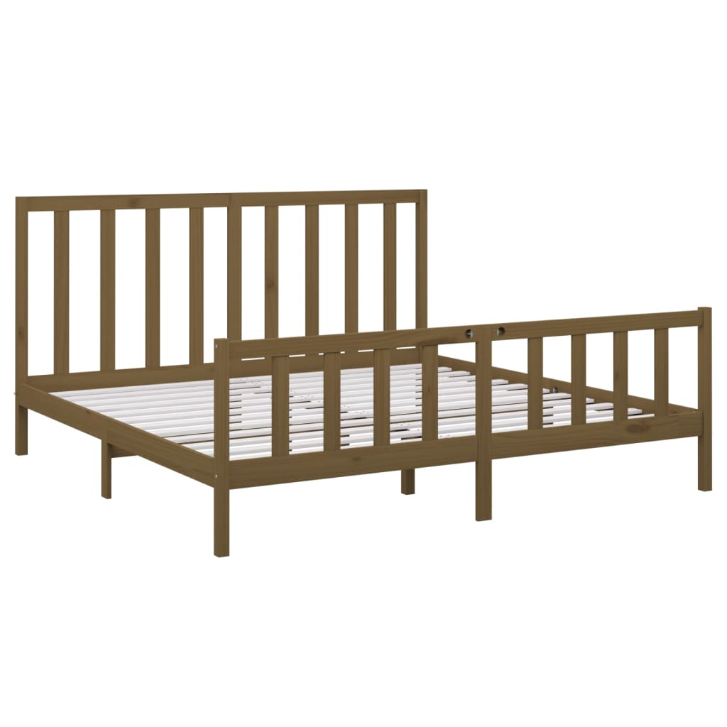 Bedframe Massief Grenenhout Honingbruin 200X200 Cm