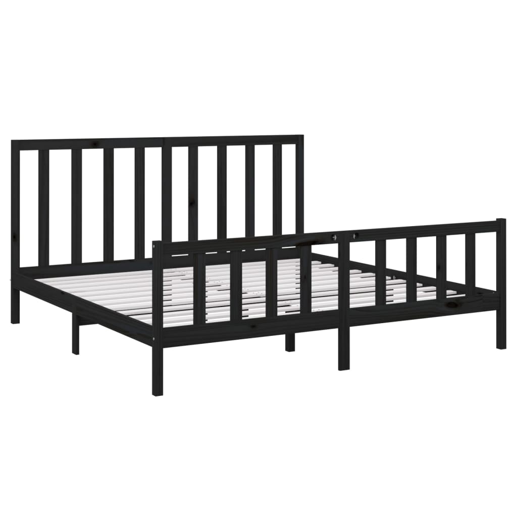 Bedframe Massief Grenenhout Zwart 200X200 Cm
