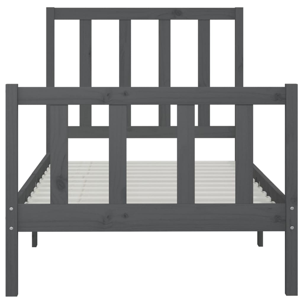 Bedframe Massief Hout Grijs 90X200 Cm
