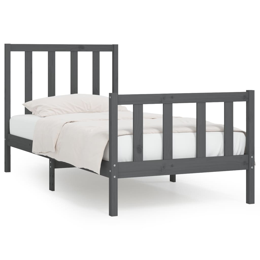 Bedframe Massief Hout Grijs 100X200 Cm