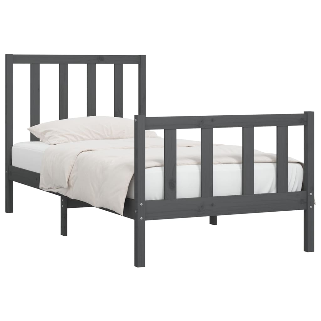 Bedframe Massief Hout Grijs 100X200 Cm