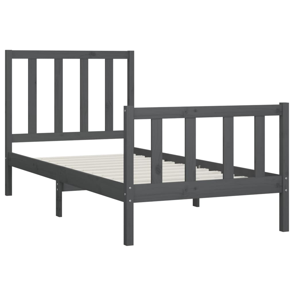 Bedframe Massief Hout Grijs 100X200 Cm