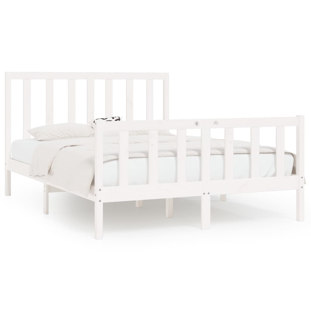 Bedframe Massief Hout Wit 120X200 Cm
