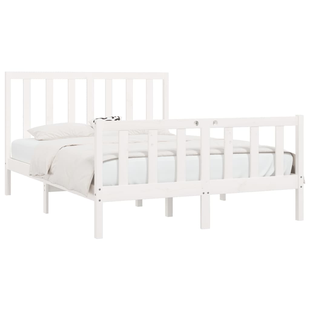 Bedframe Massief Hout Wit 120X200 Cm