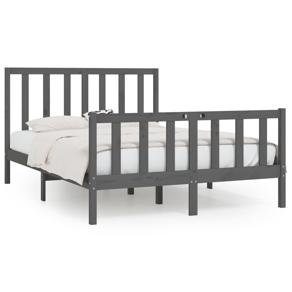 Bedframe Massief Hout Grijs 120X200 Cm