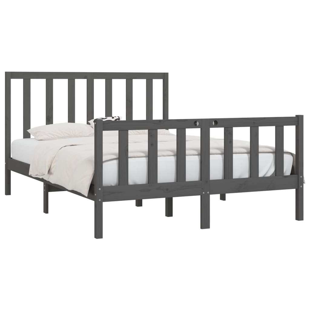 Bedframe Massief Hout Grijs 120X200 Cm