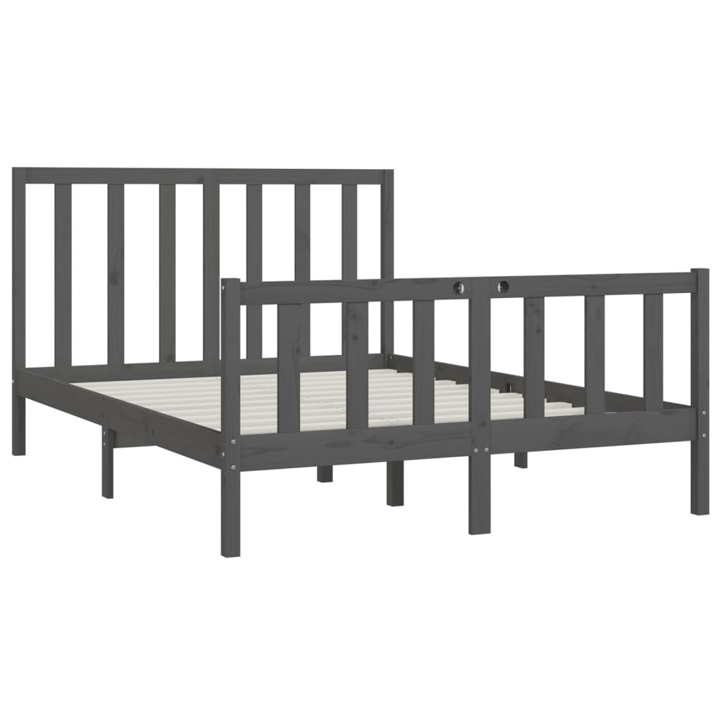 Bedframe Massief Hout Grijs 120X200 Cm