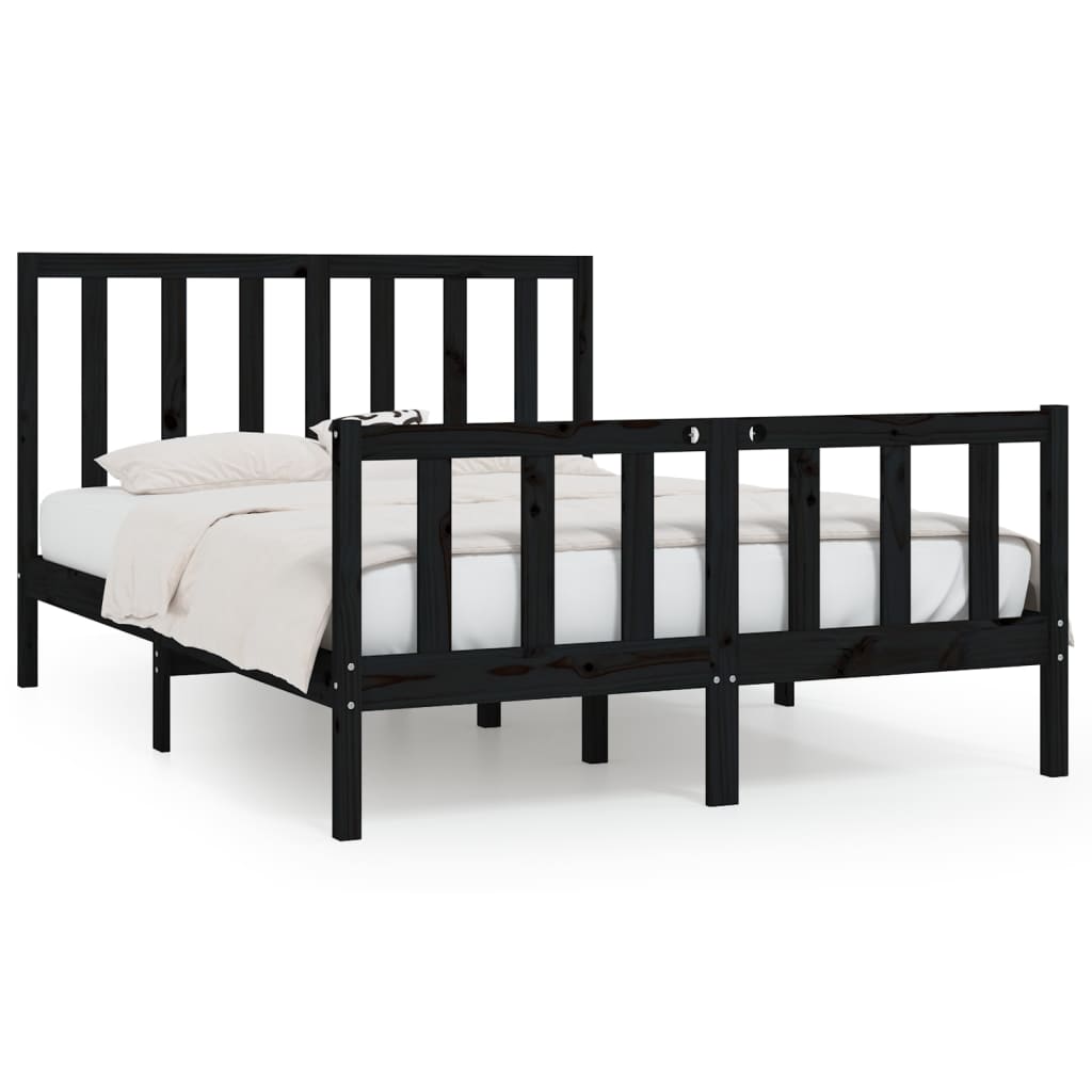 Bedframe Massief Hout Zwart 120X200 Cm