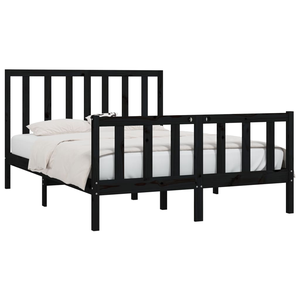 Bedframe Massief Hout Zwart 120X200 Cm