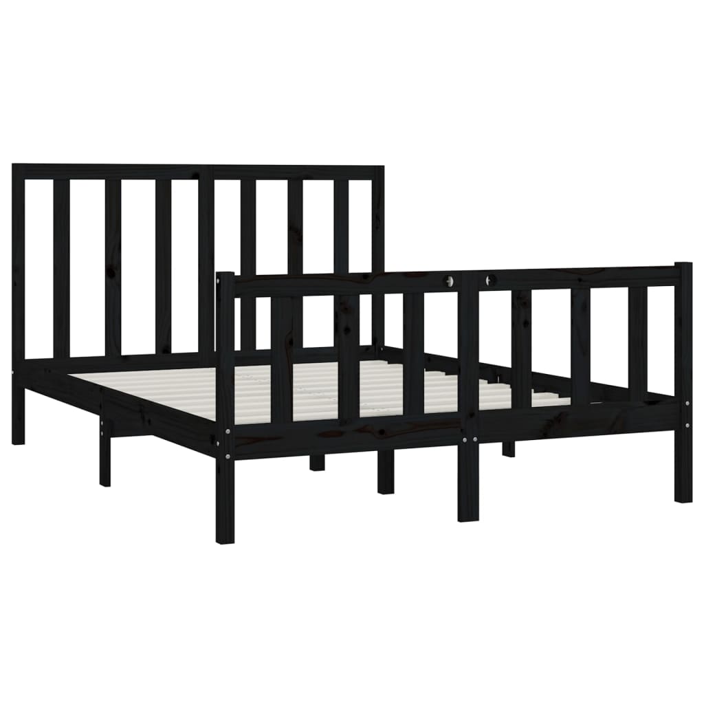 Bedframe Massief Hout Zwart 120X200 Cm
