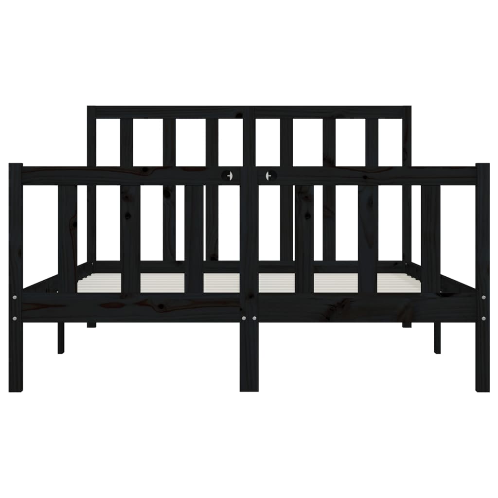 Bedframe Massief Hout Zwart 120X200 Cm