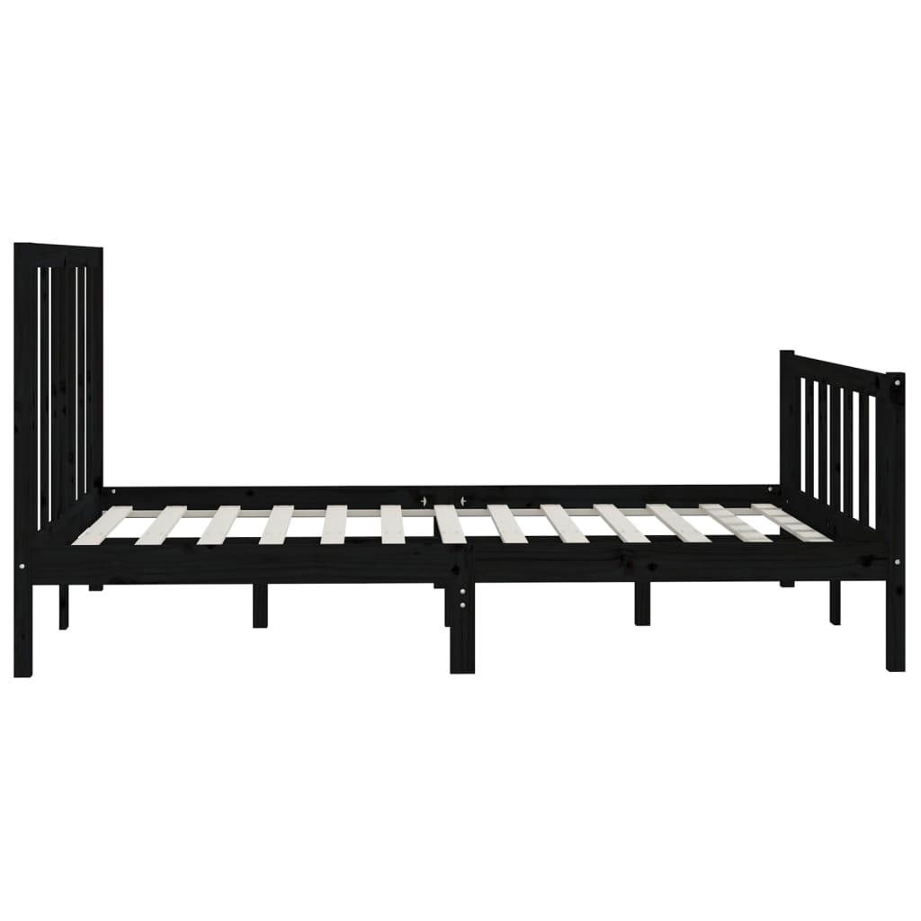 Bedframe Massief Hout Zwart 120X200 Cm