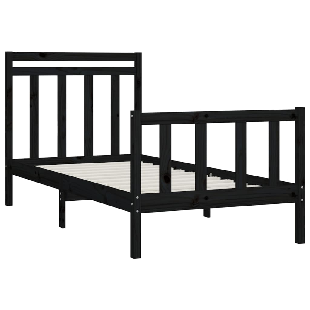 Bedframe Massief Grenenhout Zwart 90X200 Cm
