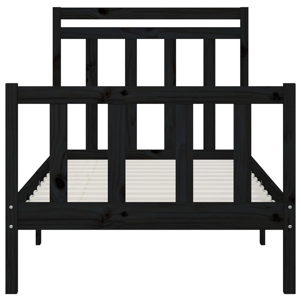Bedframe Massief Grenenhout Zwart 90X200 Cm