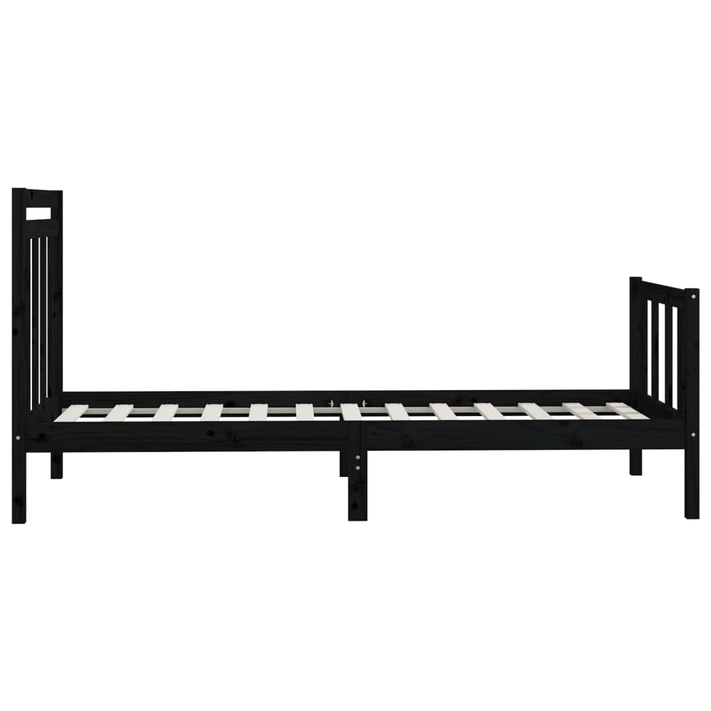 Bedframe Massief Grenenhout Zwart 90X200 Cm