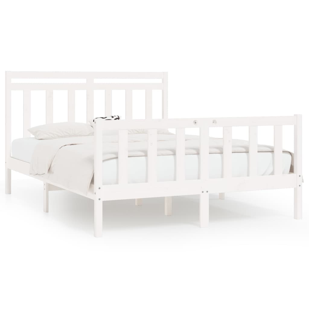 Bedframe Massief Grenenhout Wit 140X200 Cm