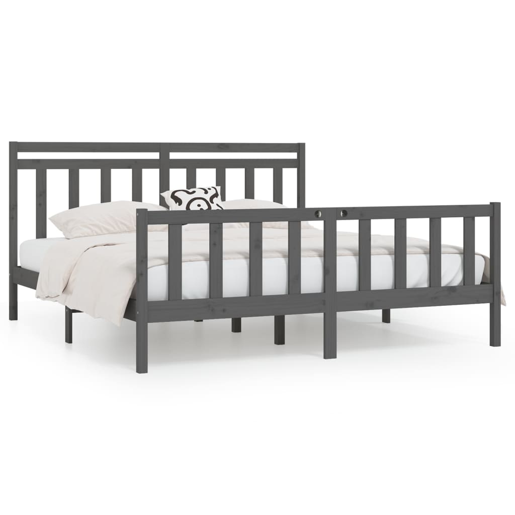 Bedframe Massief Grenenhout Grijs 180X200 Cm 6Ft Super King