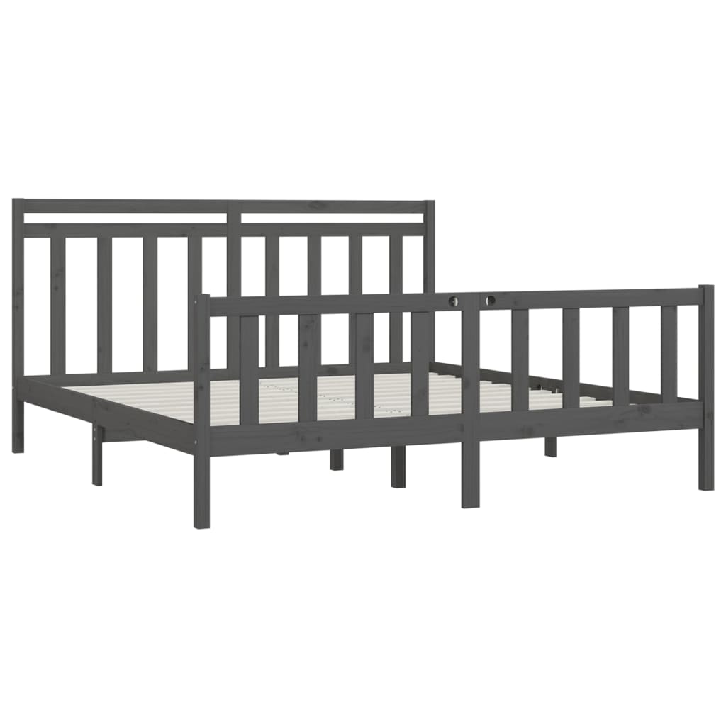 Bedframe Massief Grenenhout Grijs 180X200 Cm 6Ft Super King