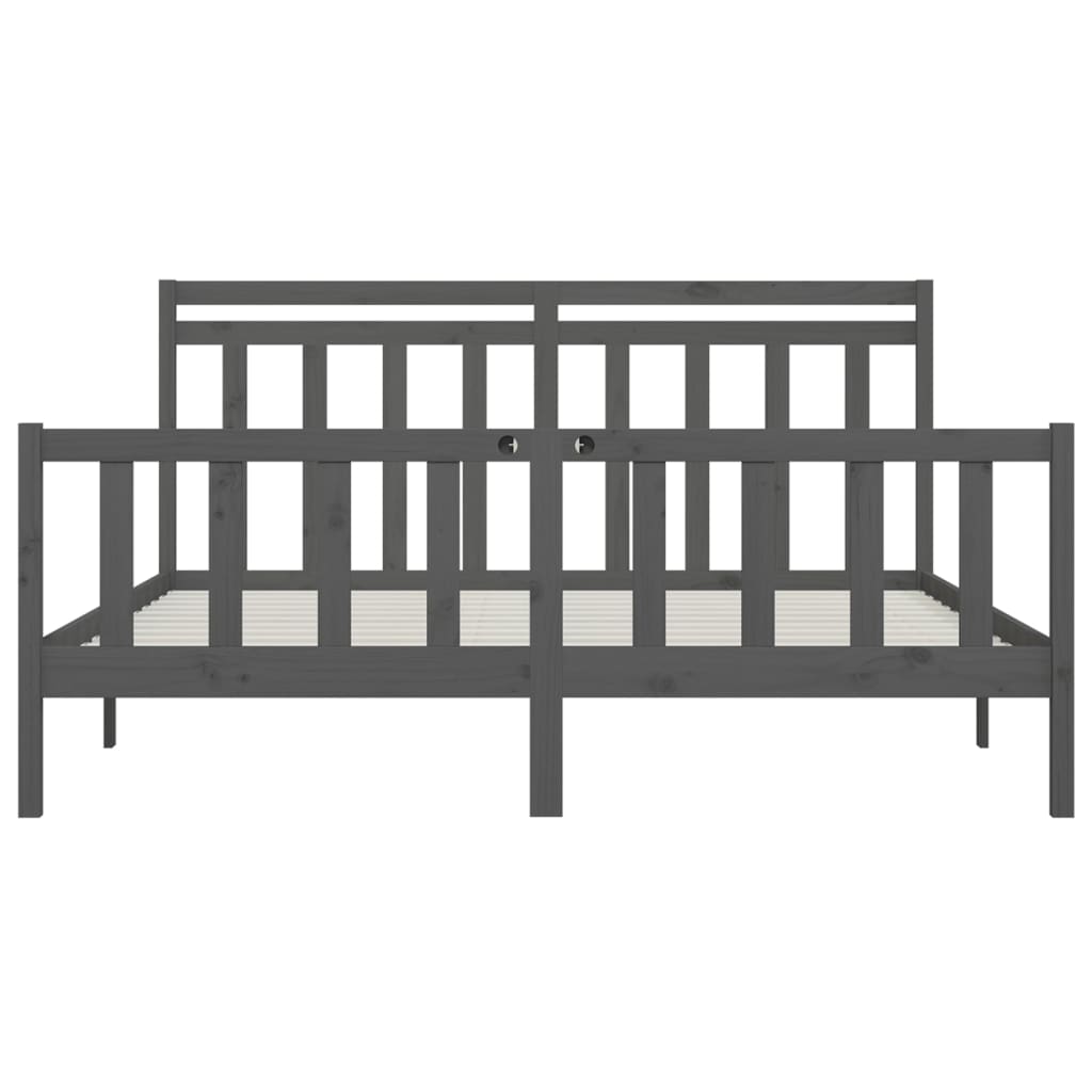 Bedframe Massief Grenenhout Grijs 180X200 Cm 6Ft Super King