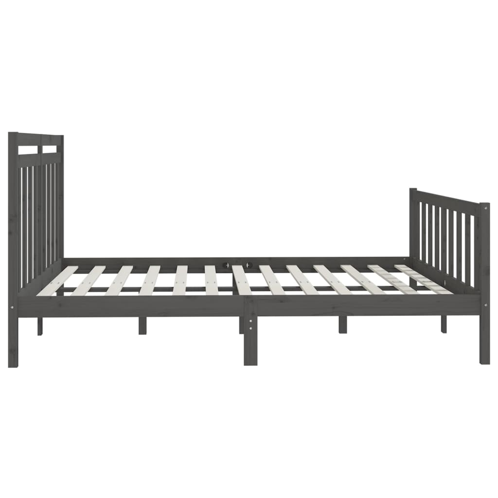 Bedframe Massief Grenenhout Grijs 200X200 Cm