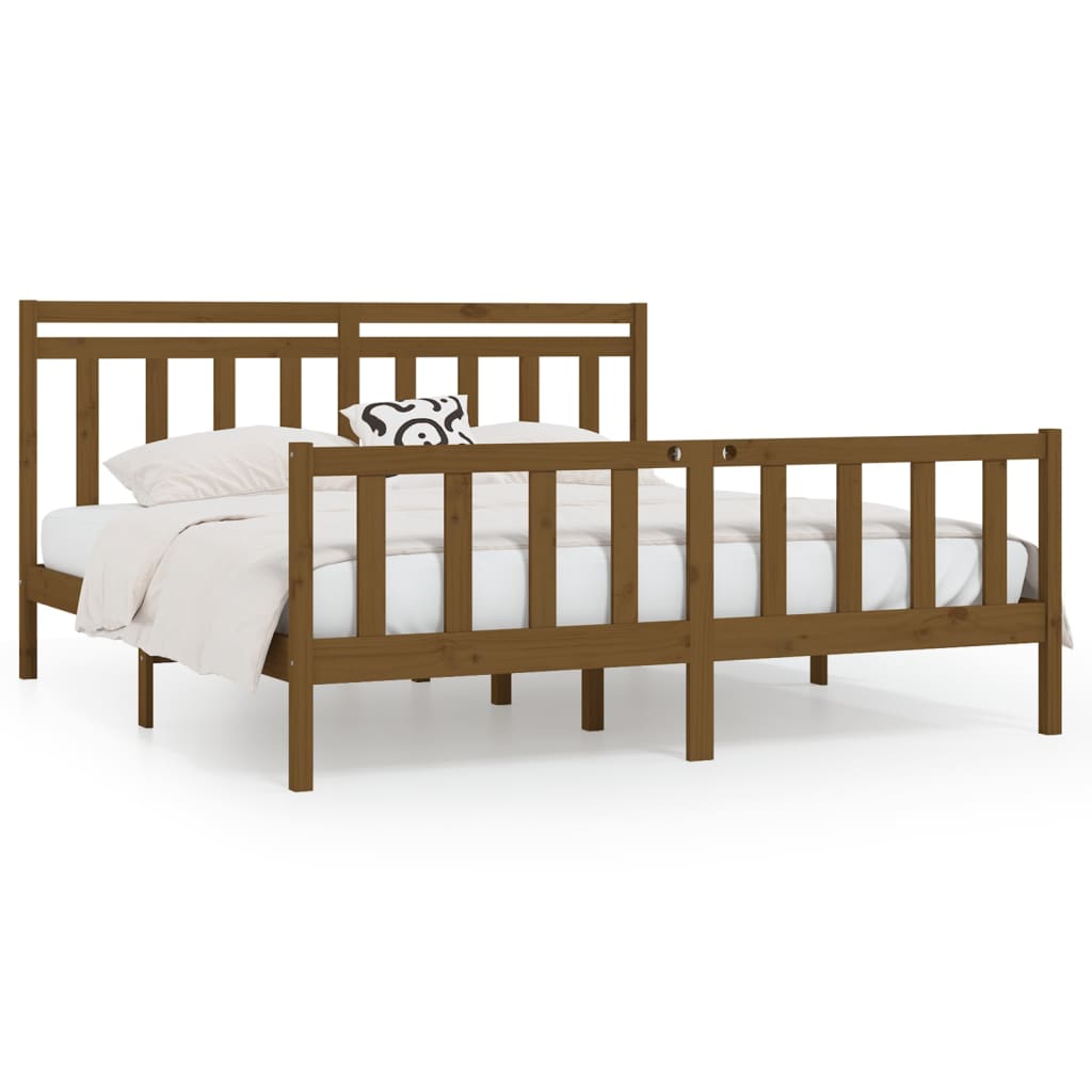 Bedframe Massief Grenenhout Honingbruin 200X200 Cm