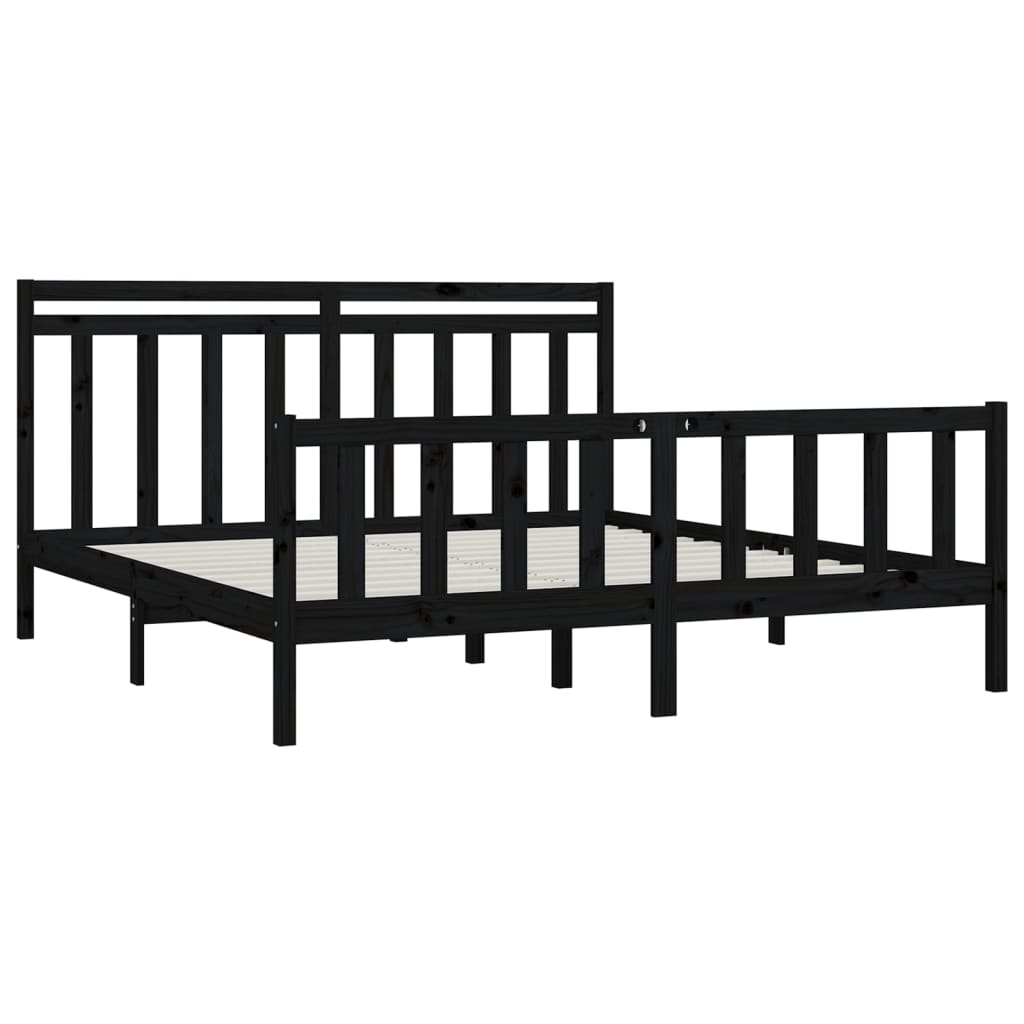 Bedframe Massief Grenenhout Zwart 200X200 Cm