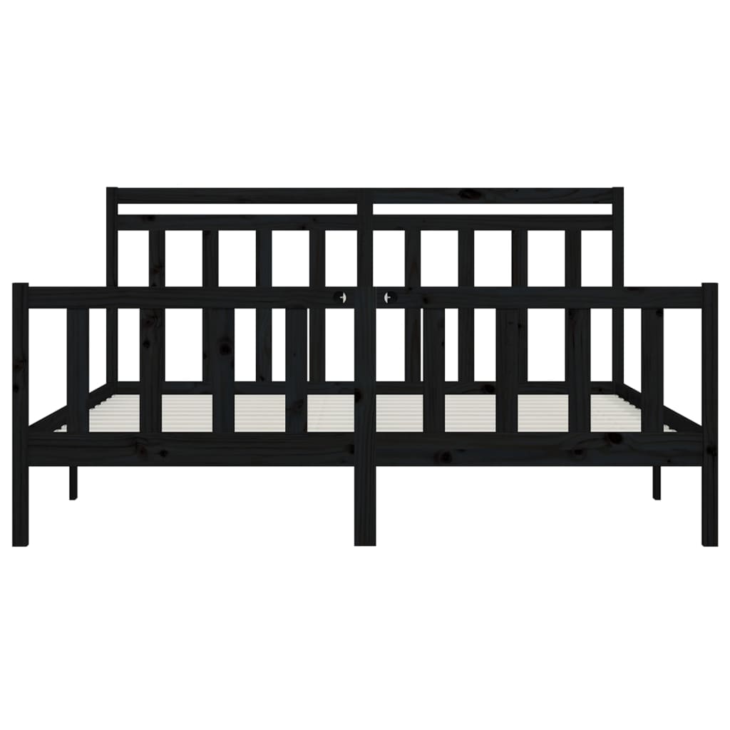 Bedframe Massief Grenenhout Zwart 200X200 Cm