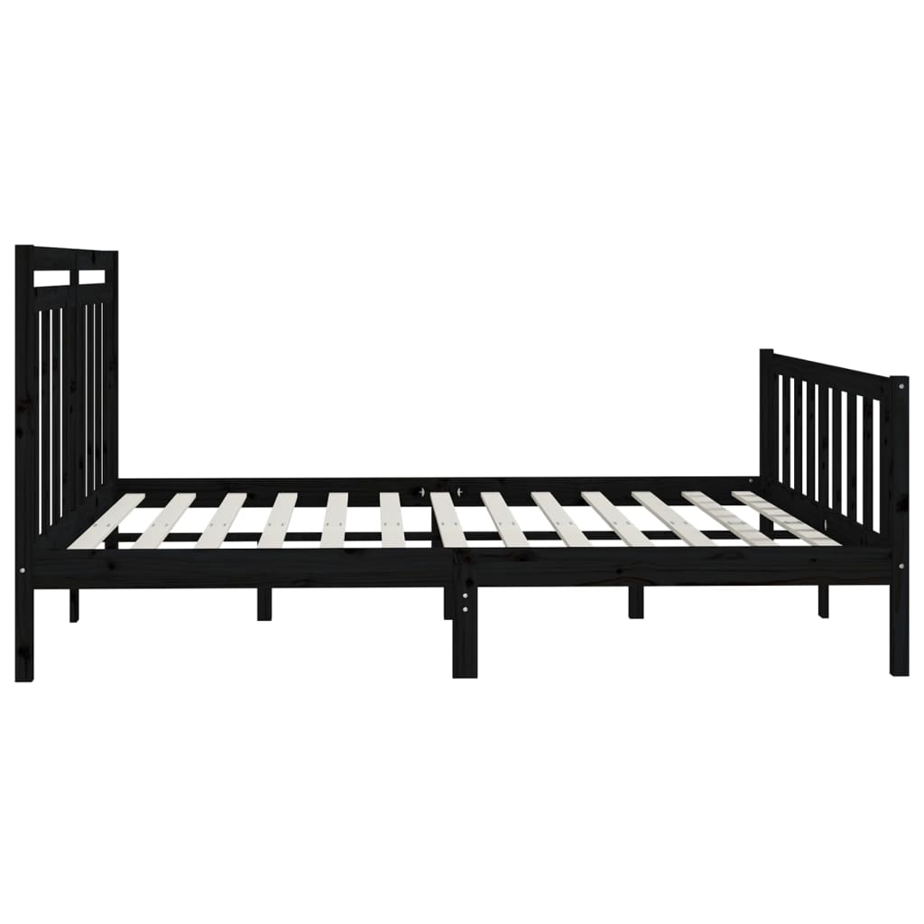 Bedframe Massief Grenenhout Zwart 200X200 Cm