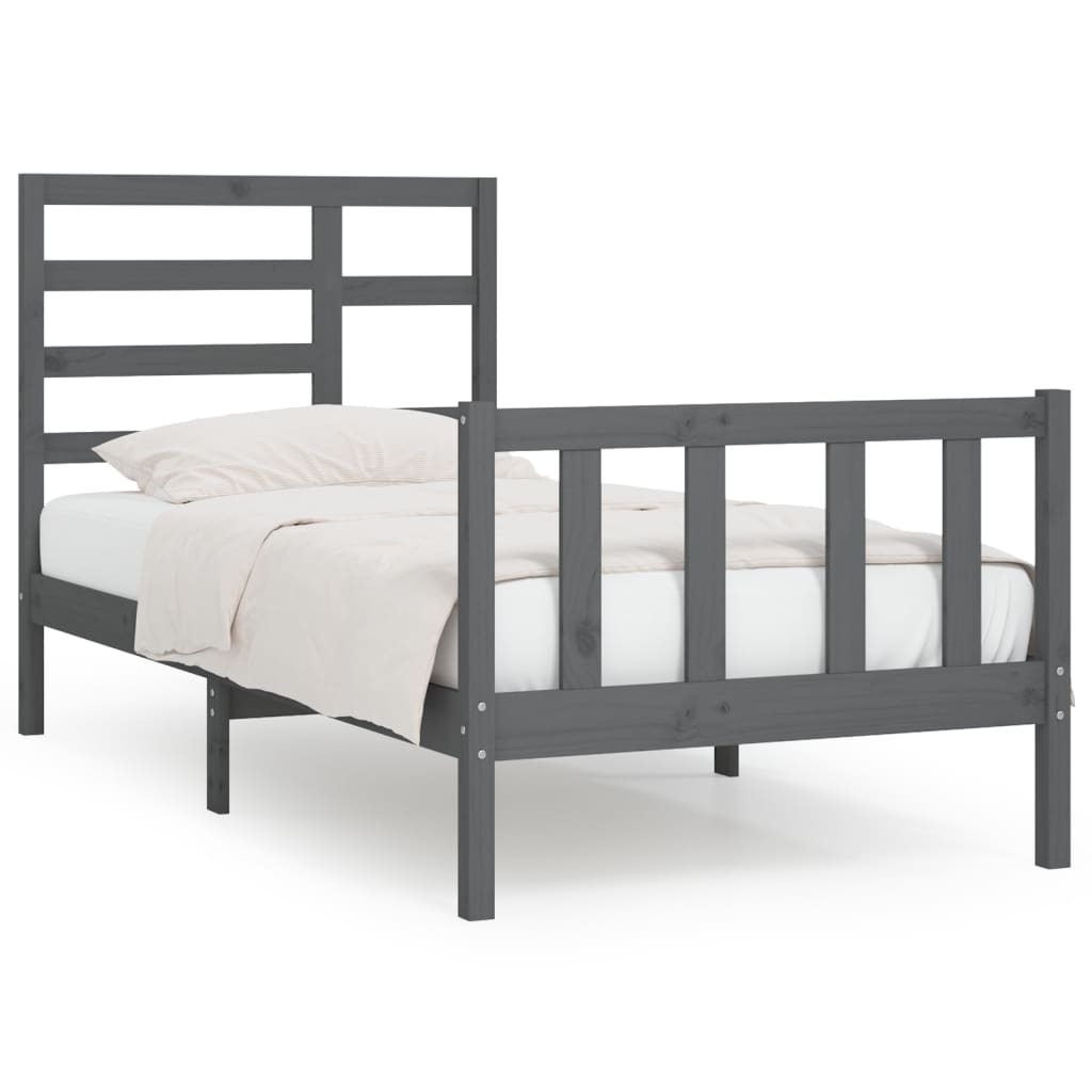 Bedframe Massief Grenenhout Grijs 90X200 Cm