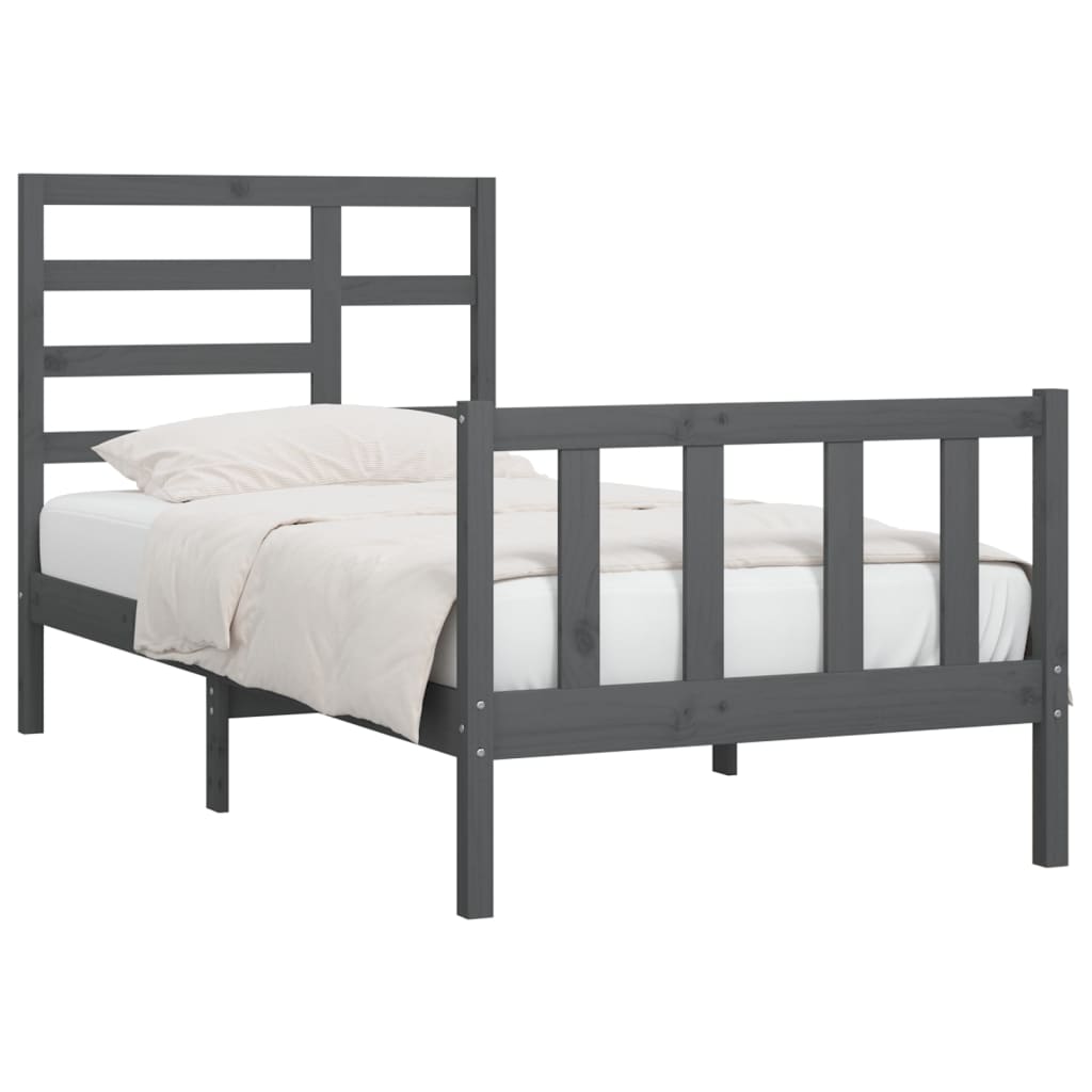 Bedframe Massief Grenenhout Grijs 90X200 Cm