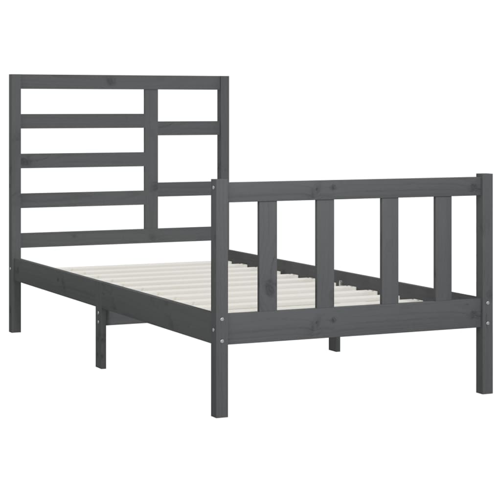 Bedframe Massief Grenenhout Grijs 90X200 Cm