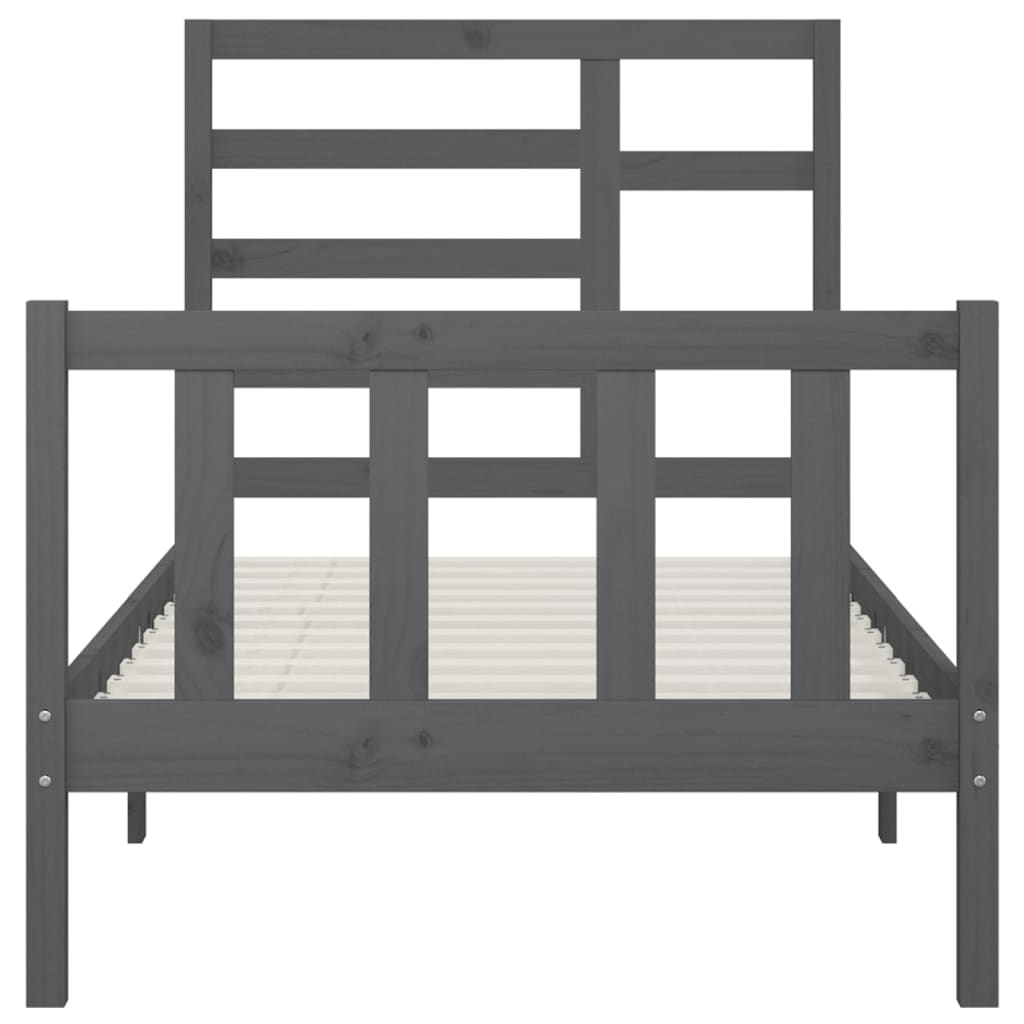 Bedframe Massief Grenenhout Grijs 90X200 Cm