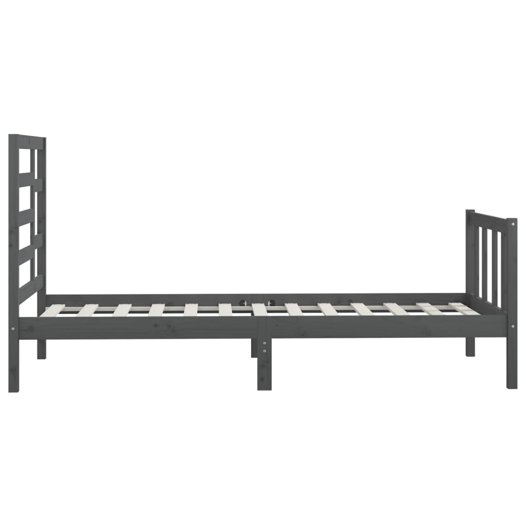 Bedframe Massief Grenenhout Grijs 90X200 Cm