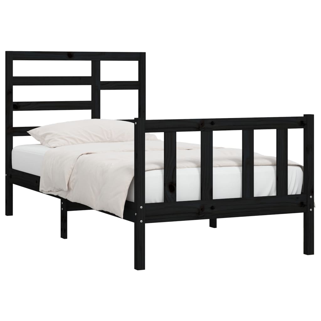 Bedframe Massief Grenenhout Zwart 100X200 Cm